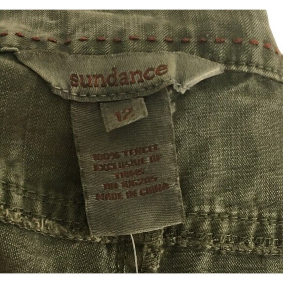 Sundance Shorts Women's Size 12 100% Tencel Olive Green Pockets - Picture 4 of 4